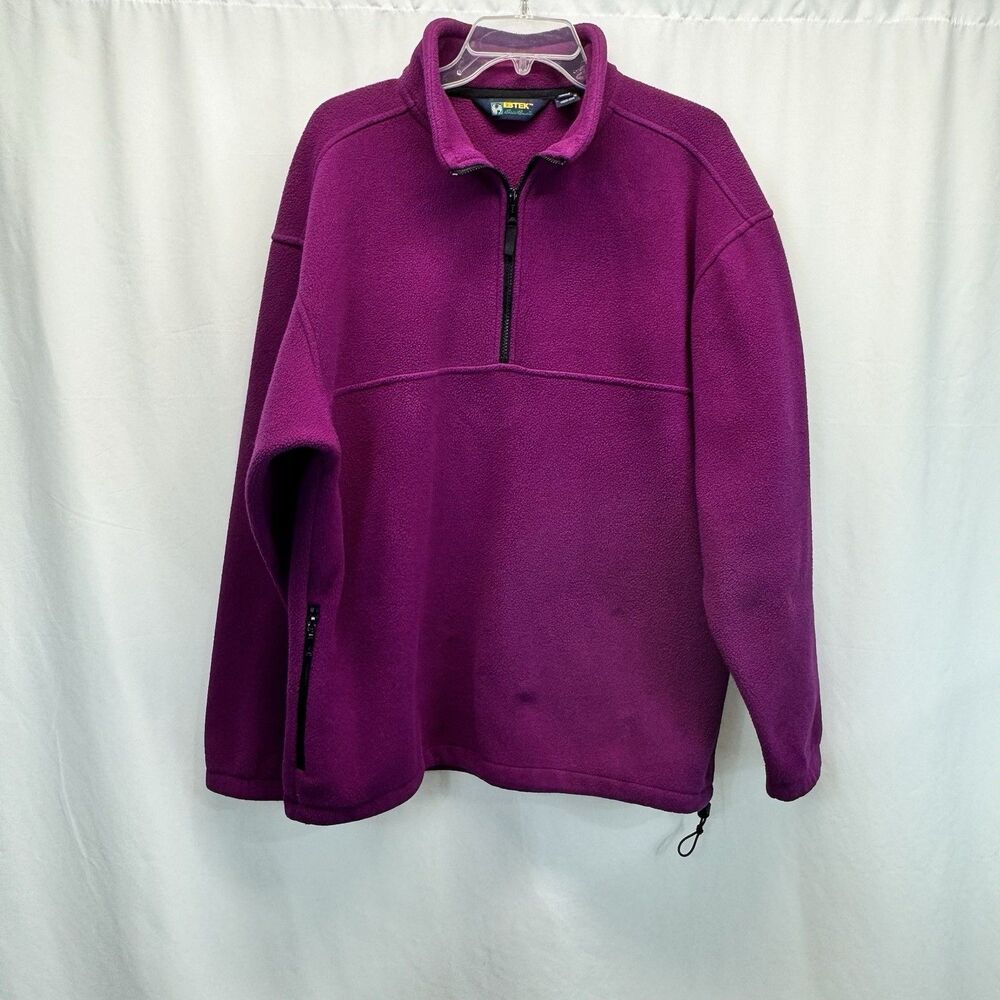 Eddie Bauer EBTek Quarter Zip M Tall Purple Fleece Pullover Jacket Vtg 90s